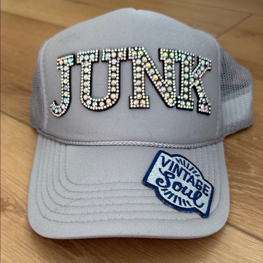 Gray JUNK Rhinestone Embellished Cap